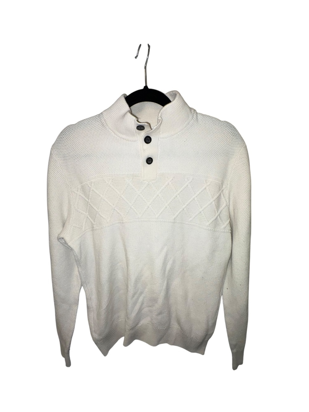 Chaps Cream Mock-Neck Button Pullover Sweater